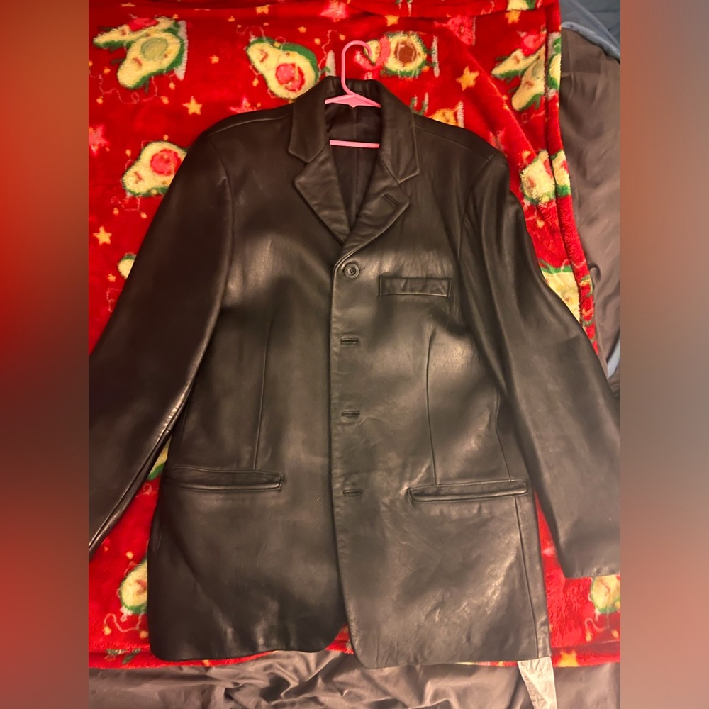 Men’s Kenneth Cole 100% Black Leather Jacket-Sz MED
